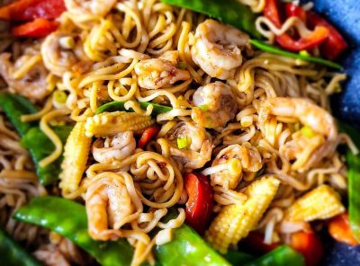 Shrimp Lo Mein With Hoisin Sauce and Chinese Five Spice